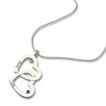 Personalised double heart necklace with names and birthstones