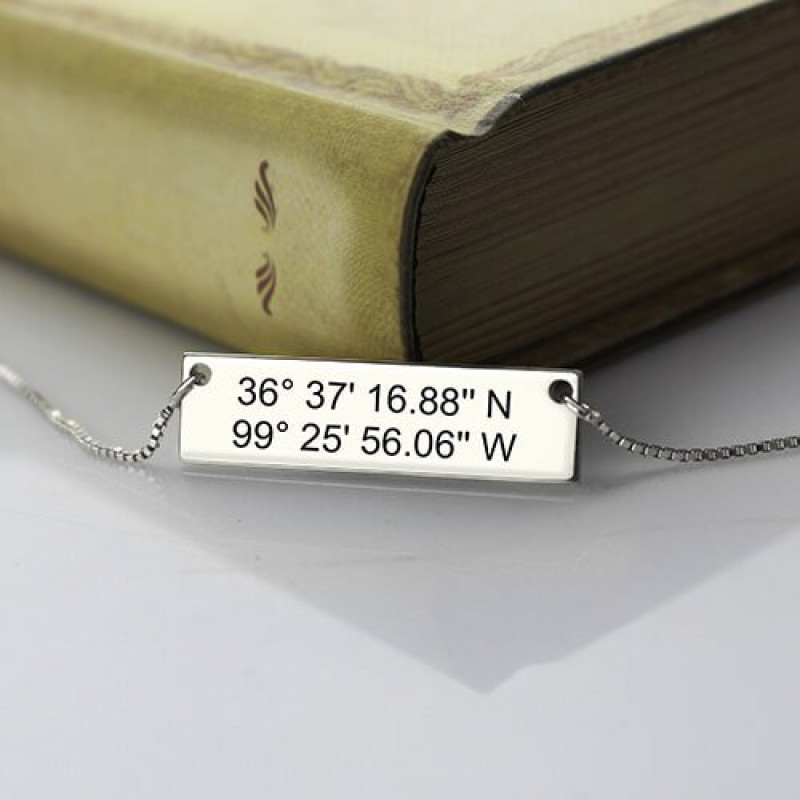 Custom Coordinates Necklace Custom latitude and longitude coordinates necklace product image
