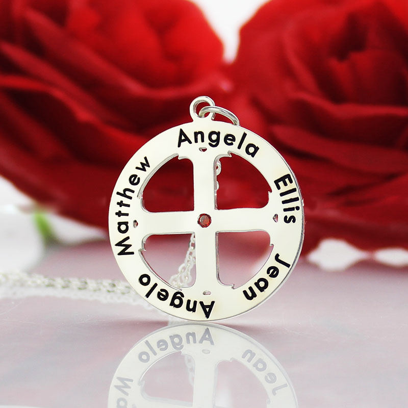 Family Circle Cross Name Necklace