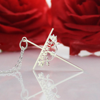 Silver Cross Name Necklaces with Rose Silver Cross Name Necklaces with Rose