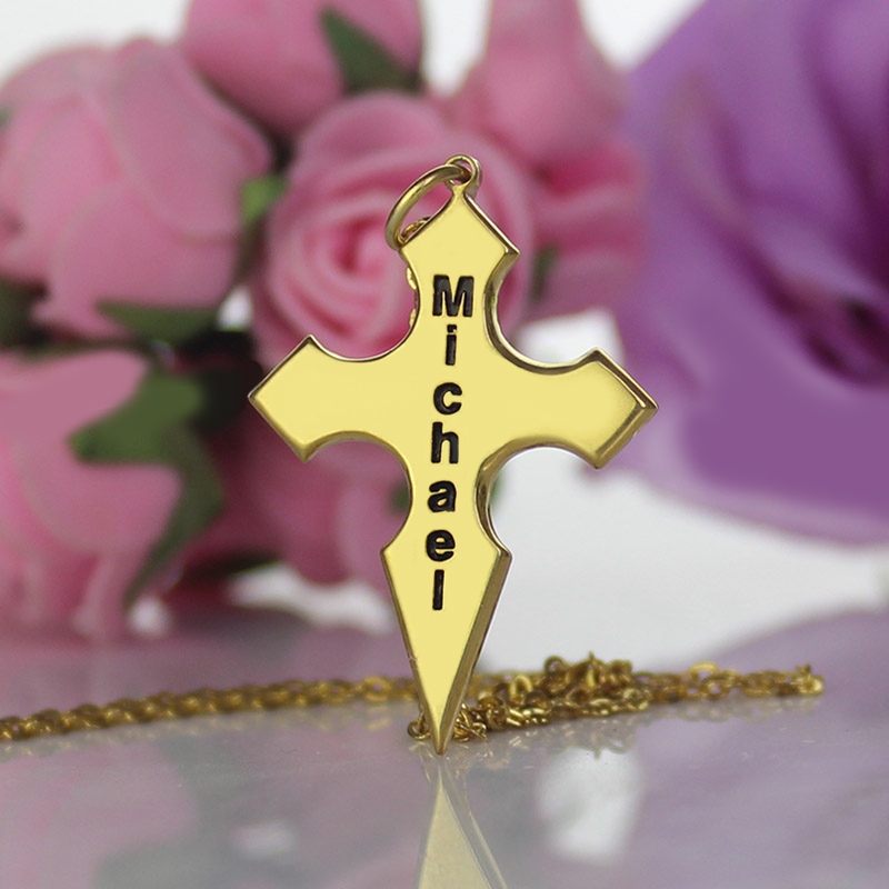 Cross Name Necklace Product View Personalised cross name necklace product view