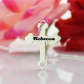 Silver Rebecca Font Cross Name Necklace Silver Rebecca font cross name necklace product image