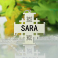 Silver Jerusalem Cross name necklace detail view