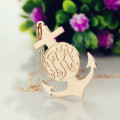 Rose Gold Anchor Cross Monogram Initial Pendant Rose Gold Anchor Cross Monogram Initial Pendant