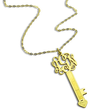 18ct Gold Plated Key Monogram Initial Necklace 18ct Gold Plated Key Monogram Initial Necklace
