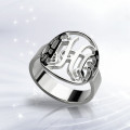Cut-out monogram initial ring product view
