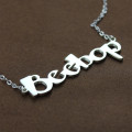 Solid white gold personalised Beetle font name necklace