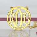 Solid Gold Circle Initial Monogram Necklace Circle initial monogram necklace in solid gold