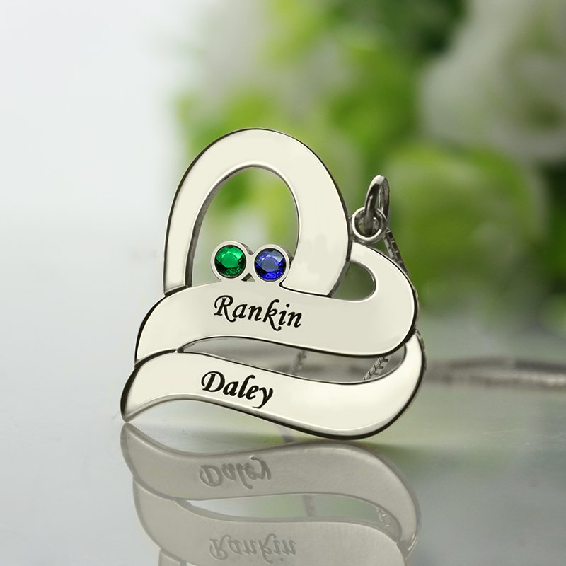 Personalised double heart necklace gallery image