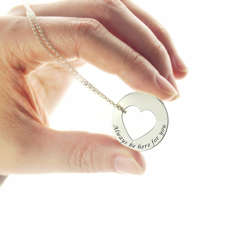 Engraved Heart Necklace Personalised sterling silver heart promise necklace gallery image