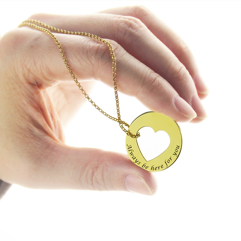 Personalised cut-out heart promise necklace detail view