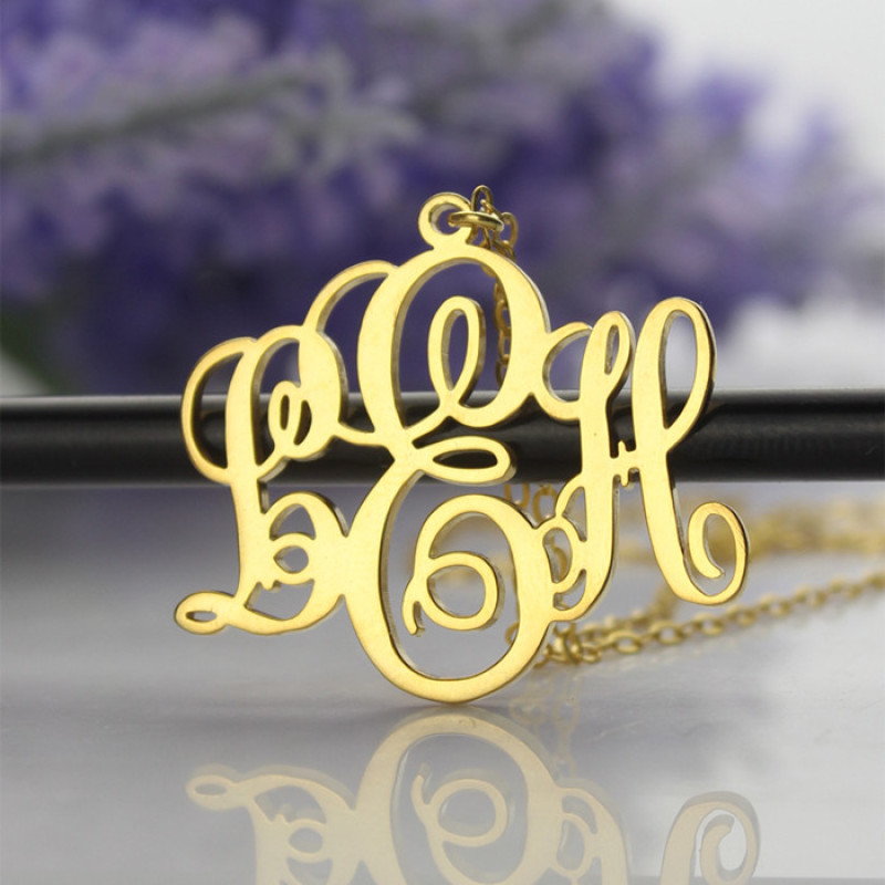 Personalised vine font initial monogram necklace view