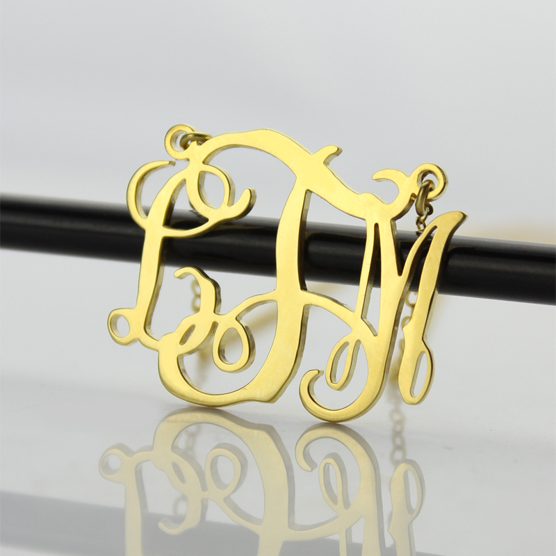 Cut-out personalised monogram necklace with initial pendant
