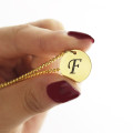 Personalised initial charm disc necklace product image