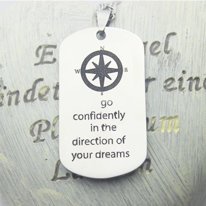 Personalised Compass Dog Tag Name Necklace Personalised Compass Dog Tag Name Necklace product image