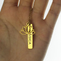 Yoga Lotus Flower Bar Necklace Personalised yoga lotus flower bar necklace product image