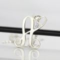 Custom heart initial monogram necklace detail image
