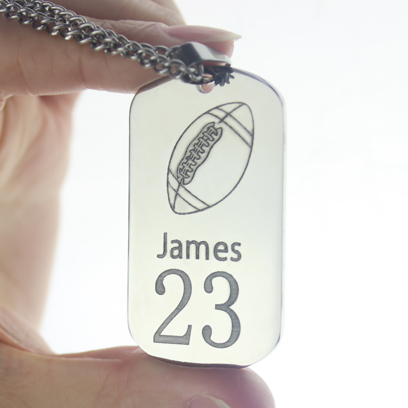 Dog Tag Rugby Name Necklace Detail Men's personalised dog tag rugby name necklace detail view