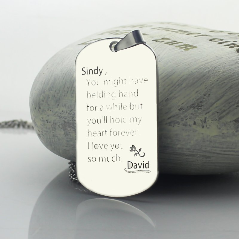Men's Dog Tag Name Necklace - View 3 Men's personalised dog tag name necklace