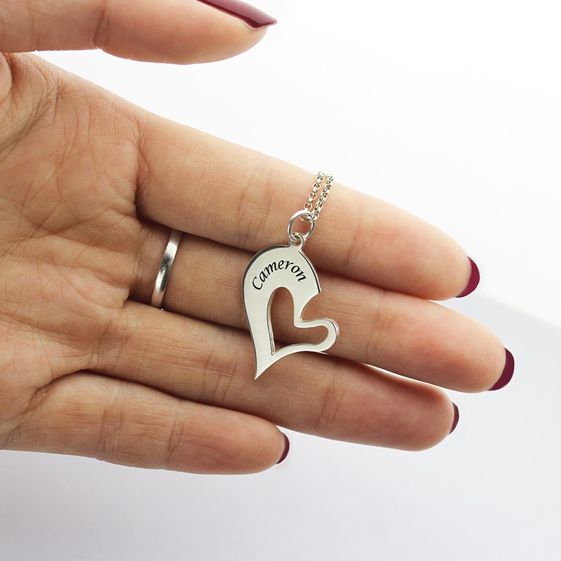 Personalised Heart Necklace Personalised breakable heart name necklace for couples