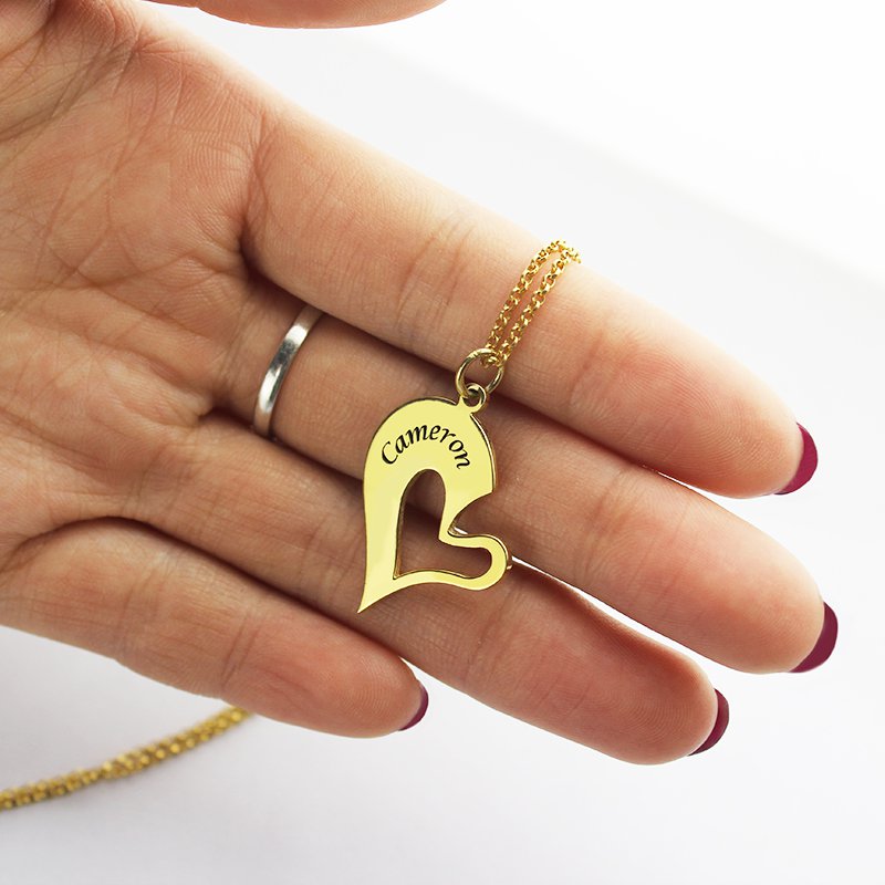 Personalised Breakable Heart Necklace Breakable heart necklace set with personalised name engraving