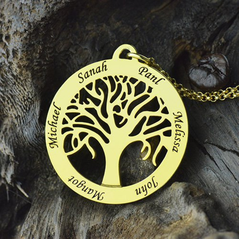 Tree of Life Family Name Necklace Detail Tree of Life family name necklace product detail view