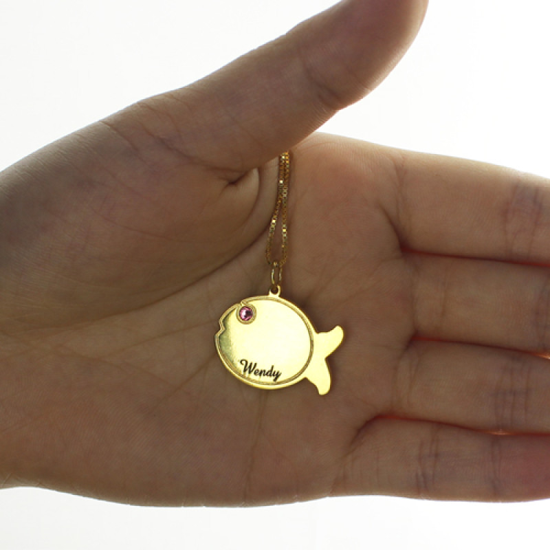 Personalised kids fish name necklace product image