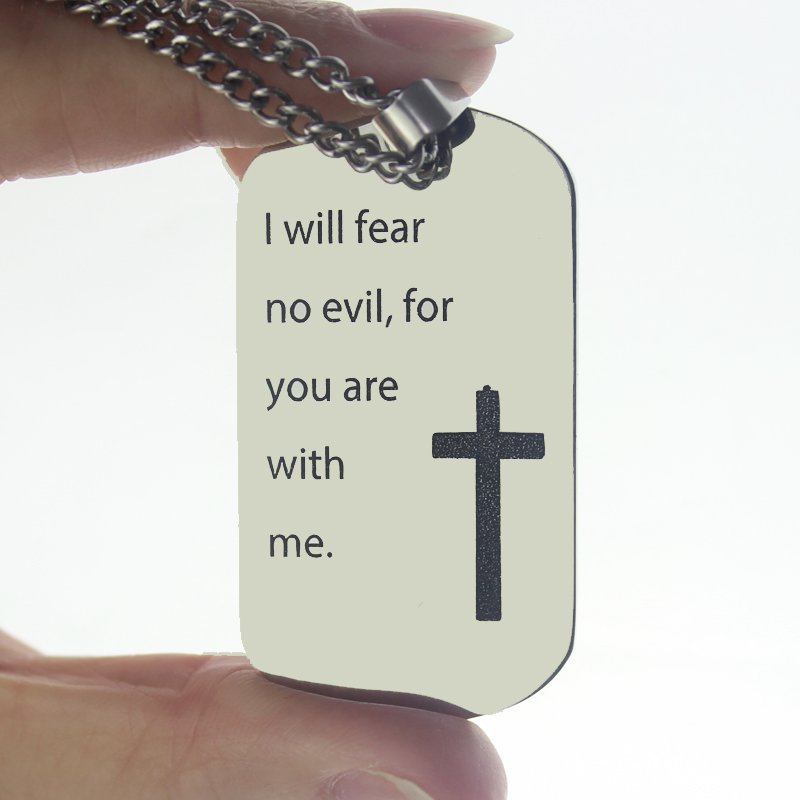 Personalised military dog tag name necklace detail