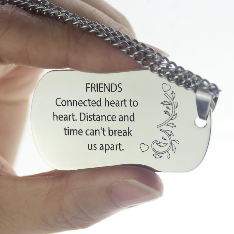 Best Friends Dog Tag Name Necklace Detail Best Friends Dog Tag Name Necklace detail view