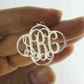 Personalised cut-out clover monogram necklace in sterling silver