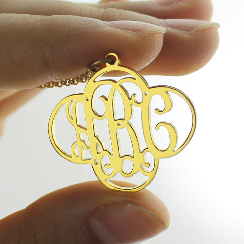 Close product view of the personalised cut-out clover monogram necklace