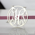 18ct white gold circle monogram necklace gallery image