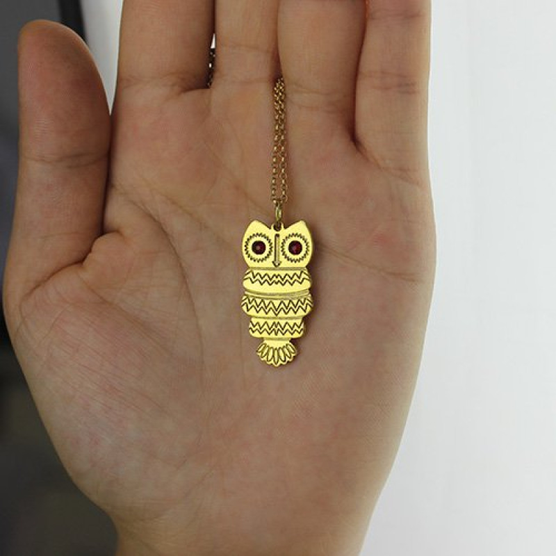 Owl Name Necklace Pendant Cute birthstone owl name necklace pendant view