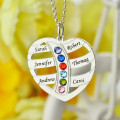 Personalised heart necklace with names and birthstones