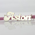Personalised 18ct solid white gold BANANA font name necklace