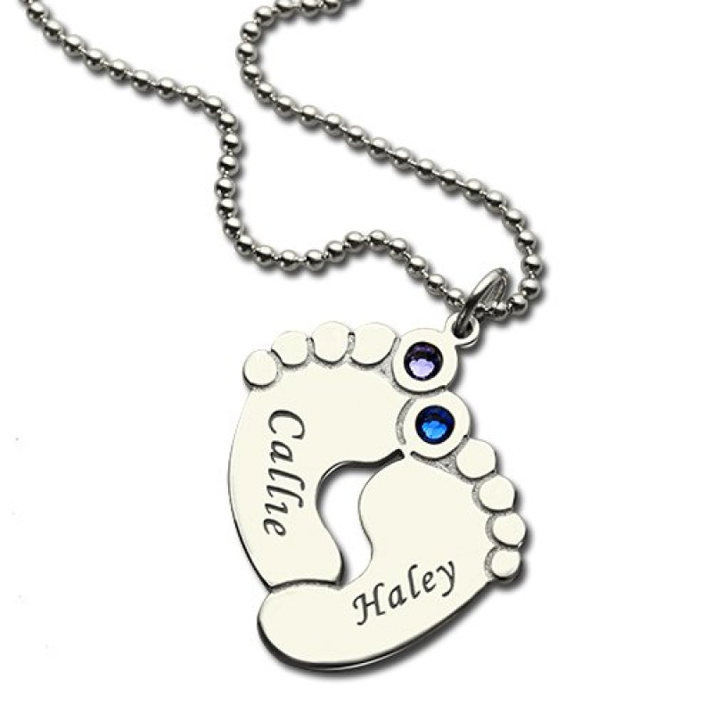 Baby Feet Name Necklace Baby feet necklace with name engraving