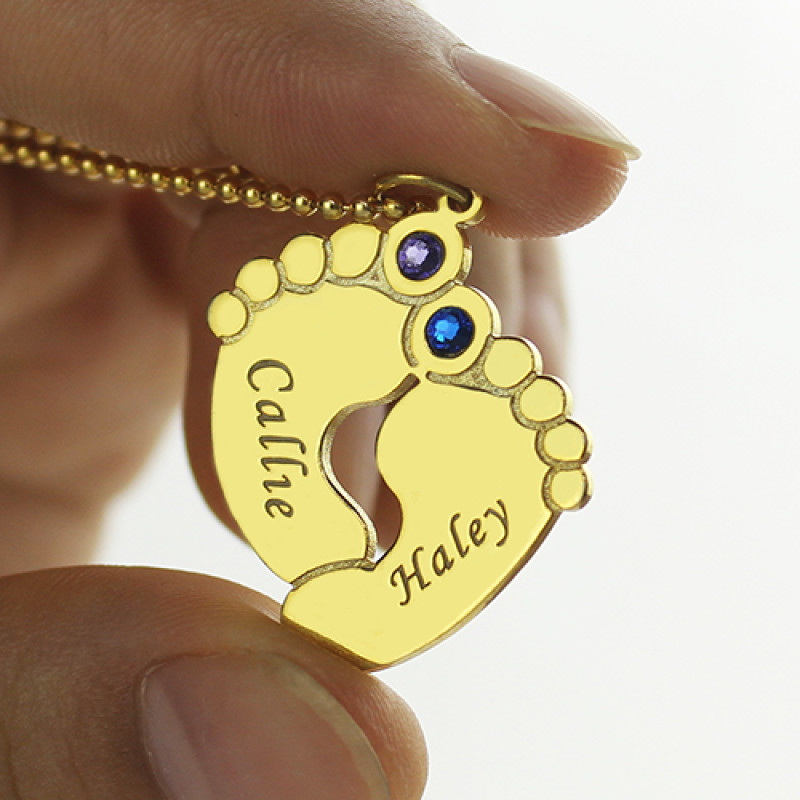 Birthstone Baby Feet Charm Pendant Detail Birthstone baby feet charm pendant product detail