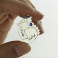 Personalised Baby Feet Birthstone Necklace Personalised baby feet birthstone necklace product view