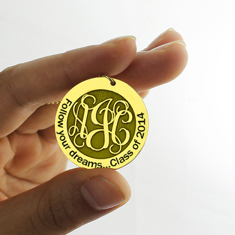 Follow Your Dreams Disc Monogram Necklace Detail Follow Your Dreams disc monogram necklace detail view