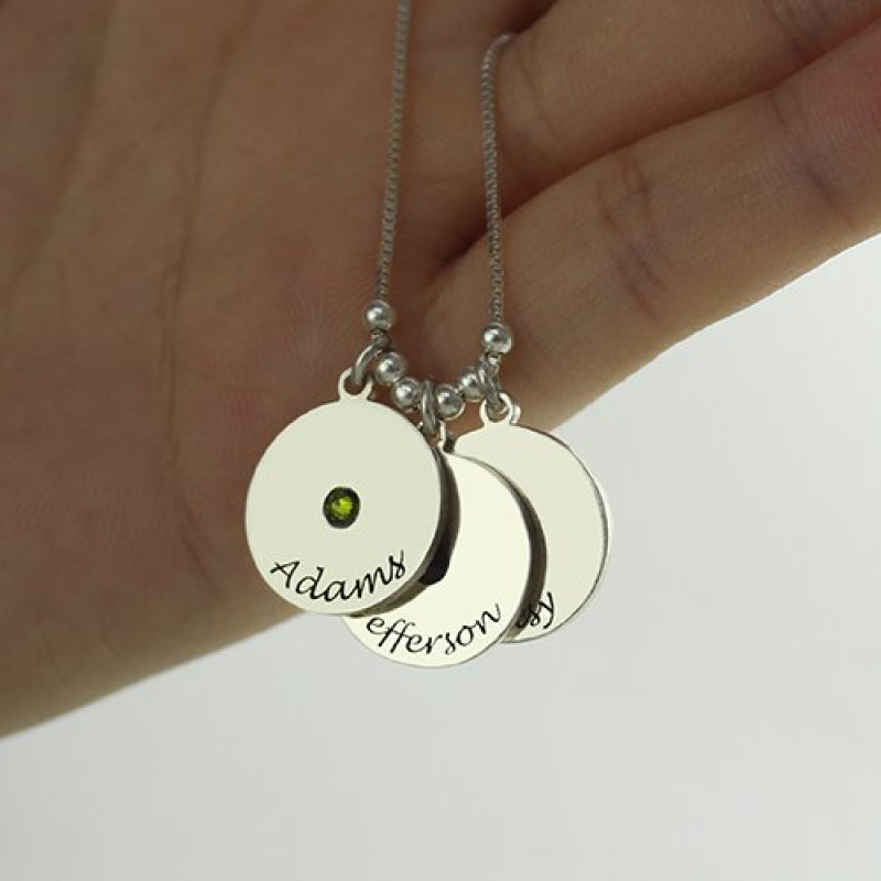 Mother's Disc and Birthstone Charm Necklace Mother's Disc and Birthstone Charm Necklace product image