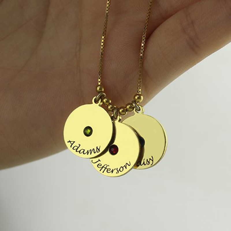 Personalised disc and birthstone charm necklace product image
