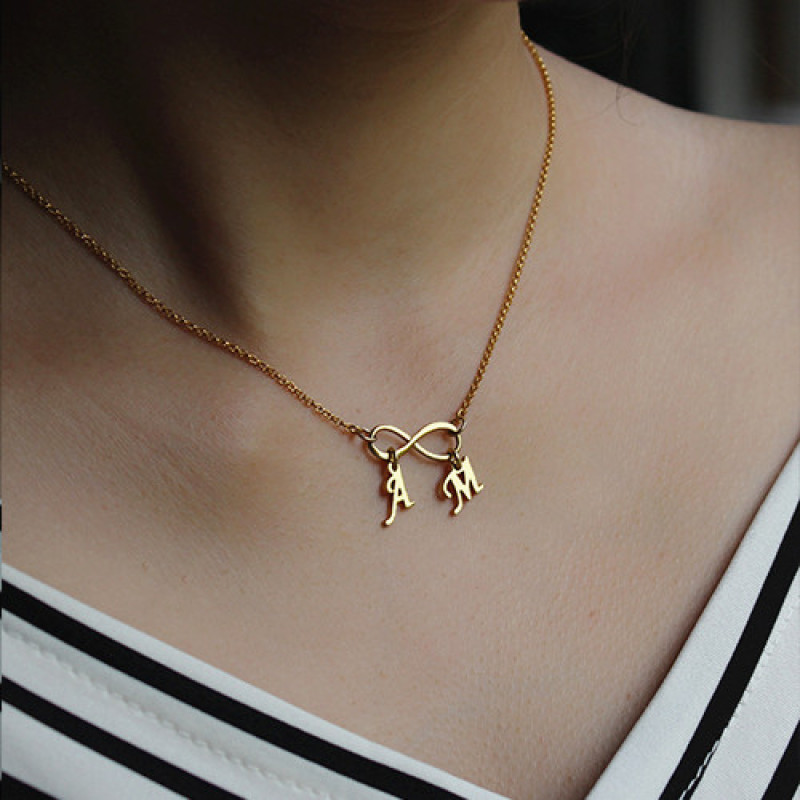 Infinity Pendant Double Initial Necklace Double initial infinity pendant necklace product view