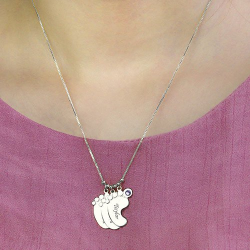 Personalised baby feet charm necklace pendant