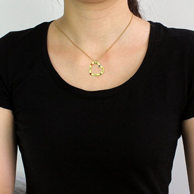 Gold Plated Birthstone Heart Necklace Gold plated birthstone heart necklace detail