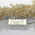 Engraved nameplate bar necklace view