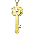 18ct gold plated key monogram initial necklace