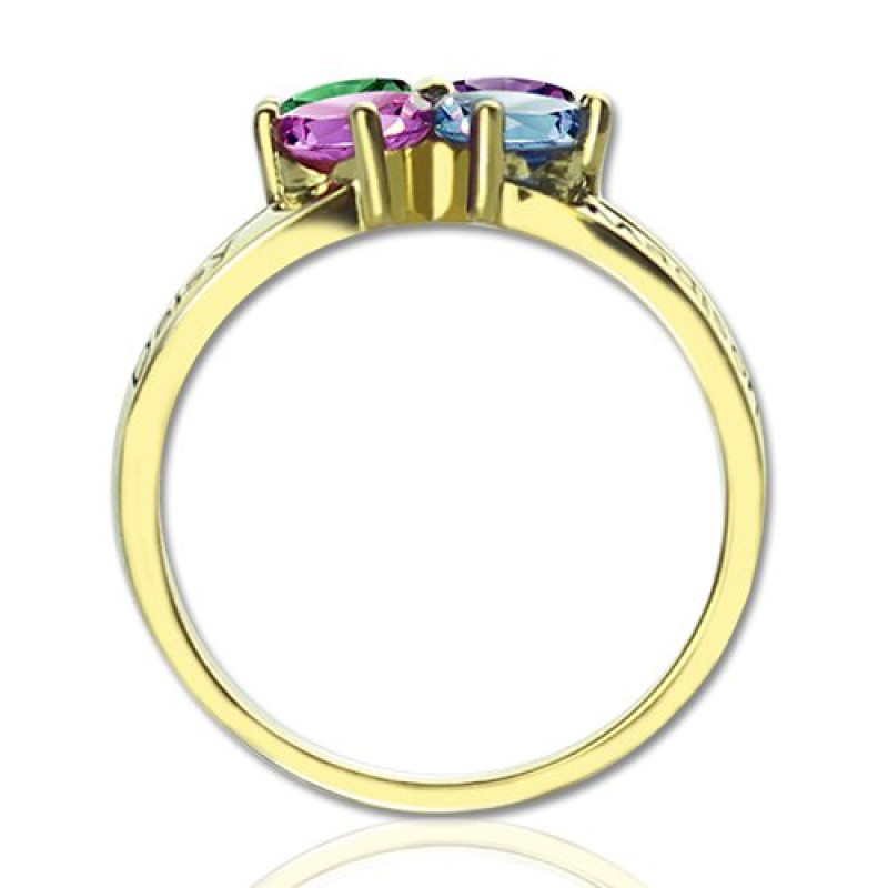 Personalised four heart birthstone family ring gallery view