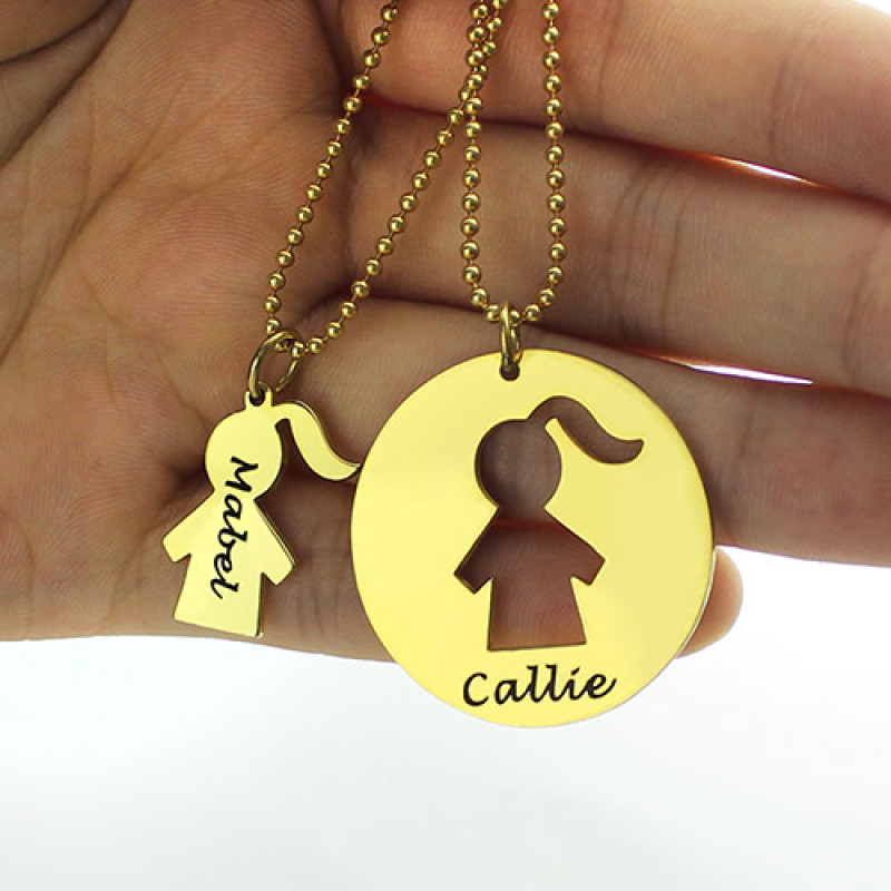 Mother and Daughter Cut-Out Necklace Set Personalised mother and daughter necklace set with cut-out pendants