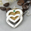 Personalised double heart name necklace detail view