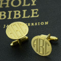 Personalised men's monogram initial cufflinks detail